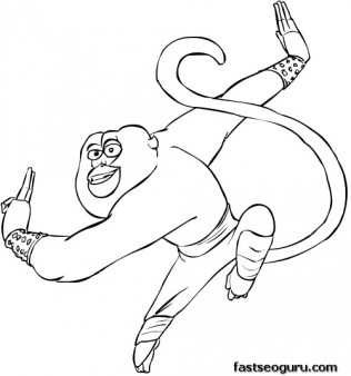 Printable Kung Fu Panda Master Monkey coloring pages - Printable