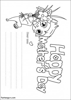 Printable boy holding flower for mom happy mothers day coloring page