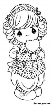 Precious Moments Girls Smile with heart coloring pages