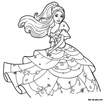 Print out Barbie beautiful dress coloring pages