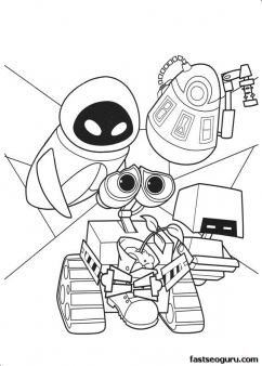 Printable Disney Wall E and  Ariel the little Mermaid coloring page