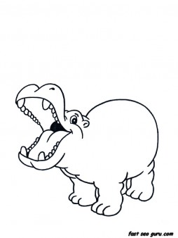 Printable Animal Little hippo coloring pages