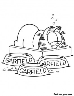 Printable Cartoon Sleepy Garfield Coloring Pages
