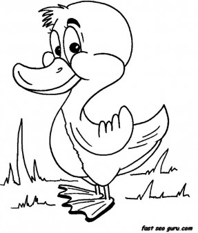 Print out Farm animal happy duck coloring pages