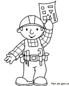 Printable cartoon bob the builder coloring pages
