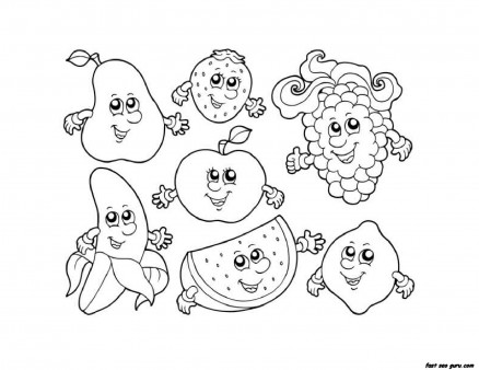 Apple Watermelon Strawberry Banana Grape coloring pages