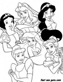 Printable Beautiful Disney princesses coloring pages for girls