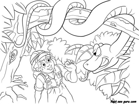 Print out Jungle Snake and boy coloring pages