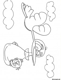 Stork flying with Happy Baby Boy Bundled coloring pages