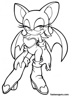 Printable Sonic the Hedgehog Rouge Coloring pages for girls