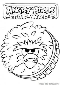 Printable Angry Birds Star Wars Chewbacca Coloring Page