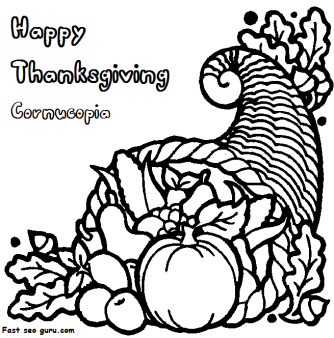 Printable thanksgiving Cornucopia coloring page