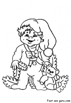 Printable cute boy christmas costume coloring page