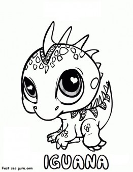 Printable littlest pet shop iguana colouring in page