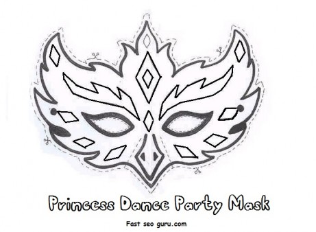 Printable princess dance party mask cutouts coloring in mask