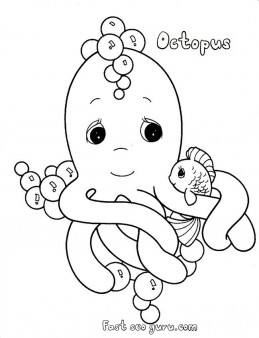 Printable octopus sea coloring page