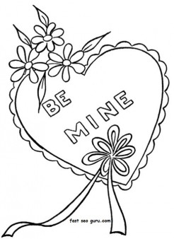 Print out Valentines Day Heart be mine Coloring Pages