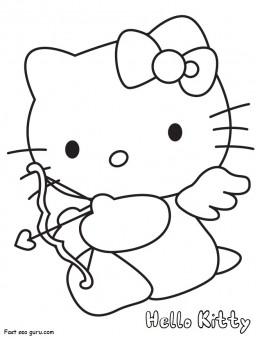 hello kitty coloring pages valentines day cupid