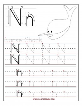 Printable letter N tracing worksheets for preschool