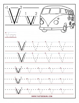 Printable letter V tracing worksheets for preschool