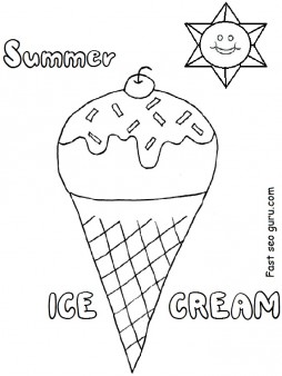 Printable summer ice cream coloring pages for preschool