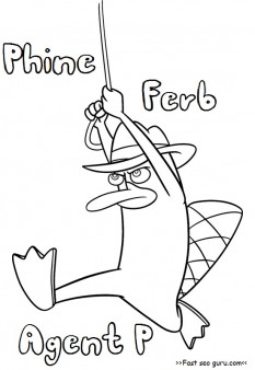 Printable phineas and ferb agent p characters coloring pages