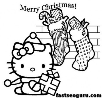 Printbale coloring pages CHRISTMAS HELLO KITTY