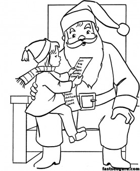 wish list for Christmas Santa coloring pages