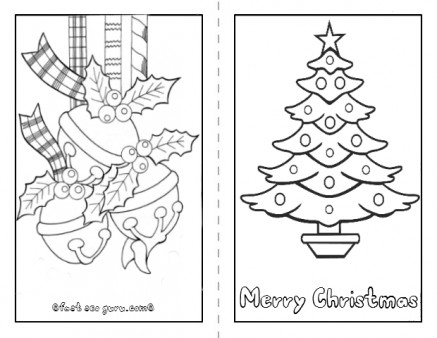 Printable christmas tree card to color in page for kids ...