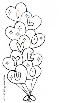 Printable valentine heart balloons coloring pages