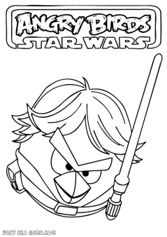 Printable Angry Birds Star Wars Luke Coloring Pages