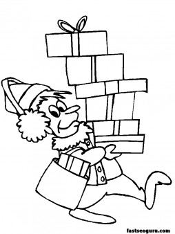 Coloring pages of Christmas Elf Gifts and Presents 