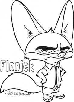 Printable Finnick zootopia coloring pages