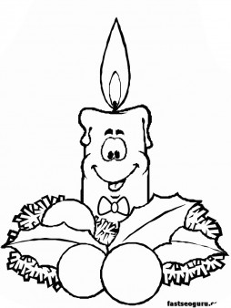 kids coloring pages of Christmas Candles with smile face