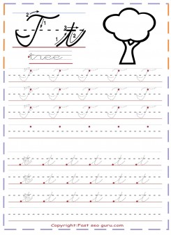 cursive handwriting tracing worksheets letter t for tree