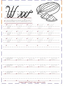 cursive handwriting tracing worksheets letter w for watermelon