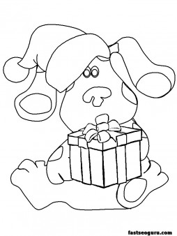 Print out coloring pages bear christmas present