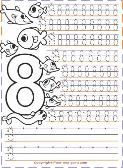 kindergarten number 8 tracing worksheets - Printable Coloring Pages For