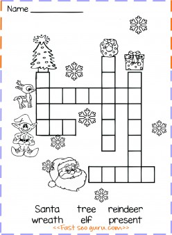 christmas word crossword puzzle for kids