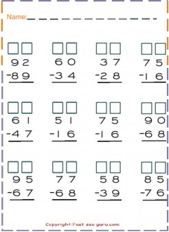 printable math worksheets Subtraction