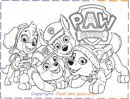Paw Patrol Everest Rubble Chase Coloring Pages Free