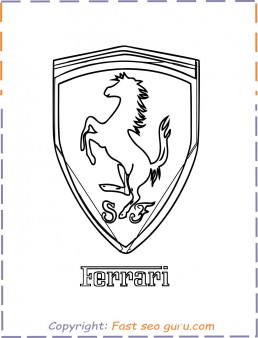 Printable car ferrari logo coloring page