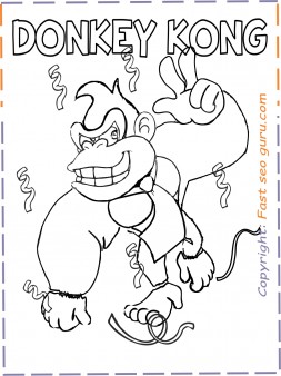 Print out  donkey kong coloring pages