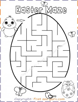 Easter maze easy printable for kids