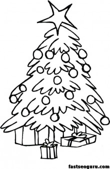 Printable coloring pages of Christmas Trees with face