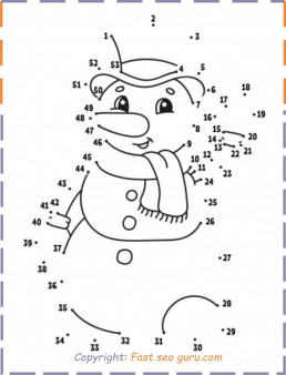 dot to dot snowman coloring in pages easy
