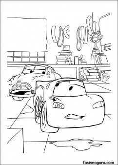 Doc and McQueen Print out Coloring Pages