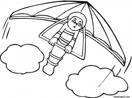Kids coloring pages hang glider print out