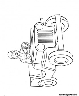 Print out army jeep coloring page for kids