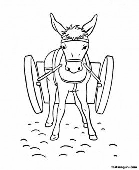 Printable coloring pages for kids Animal Donkey